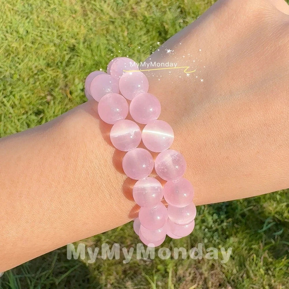 Pink Selenite Bracelet 10mm - Picture 3 of 4